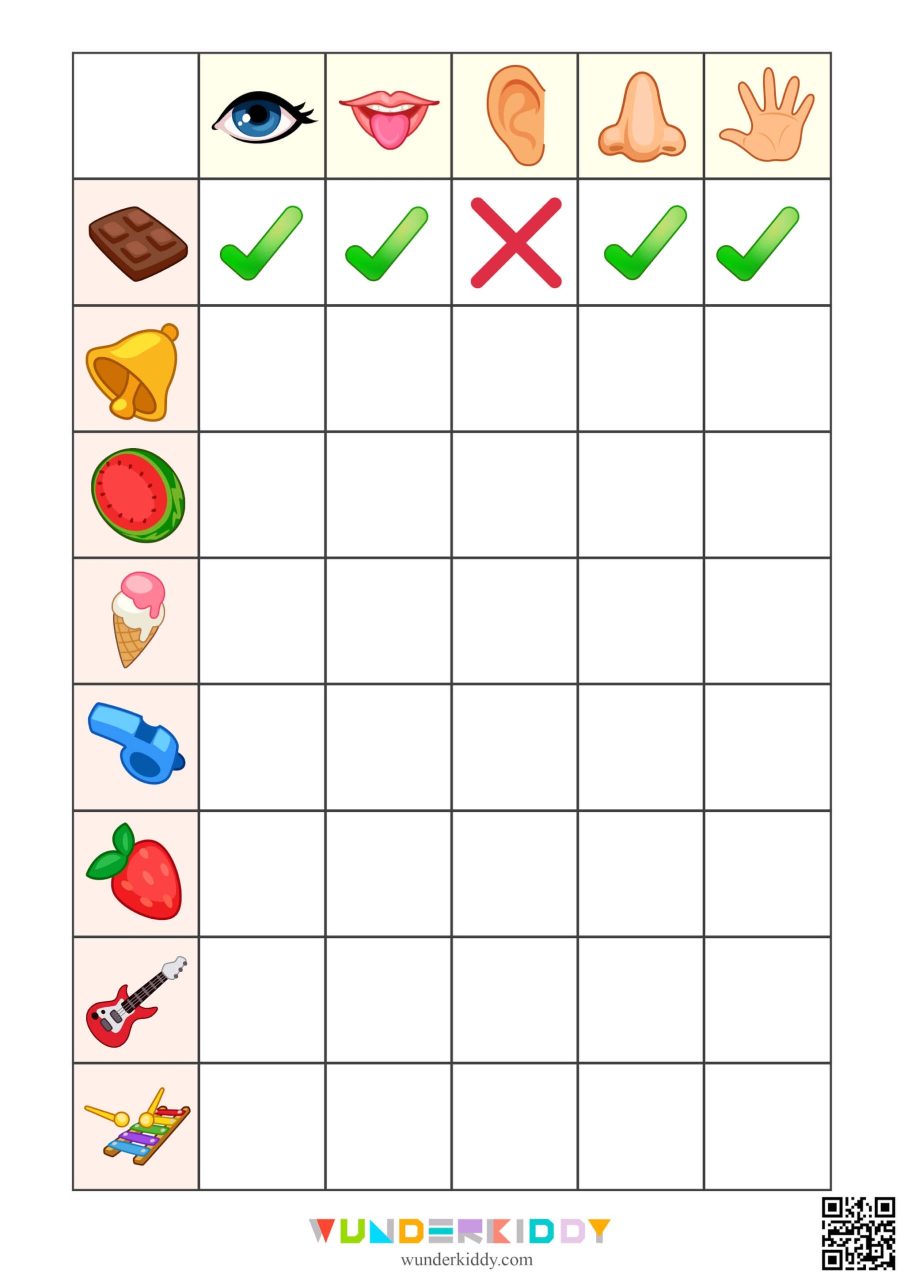 5 senses for preschool worksheets