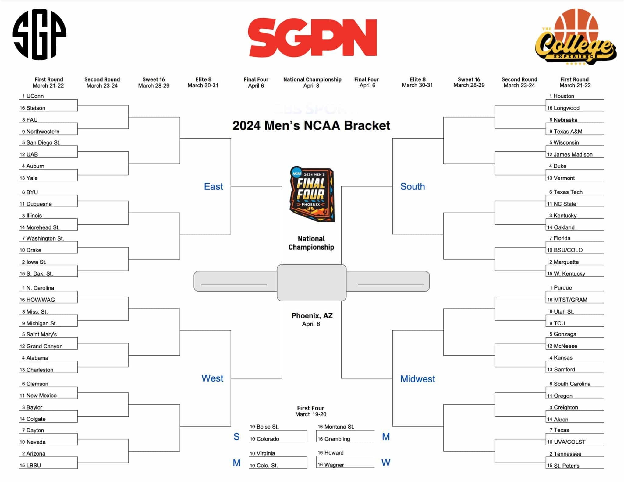 printable ncaa tournament brackets
