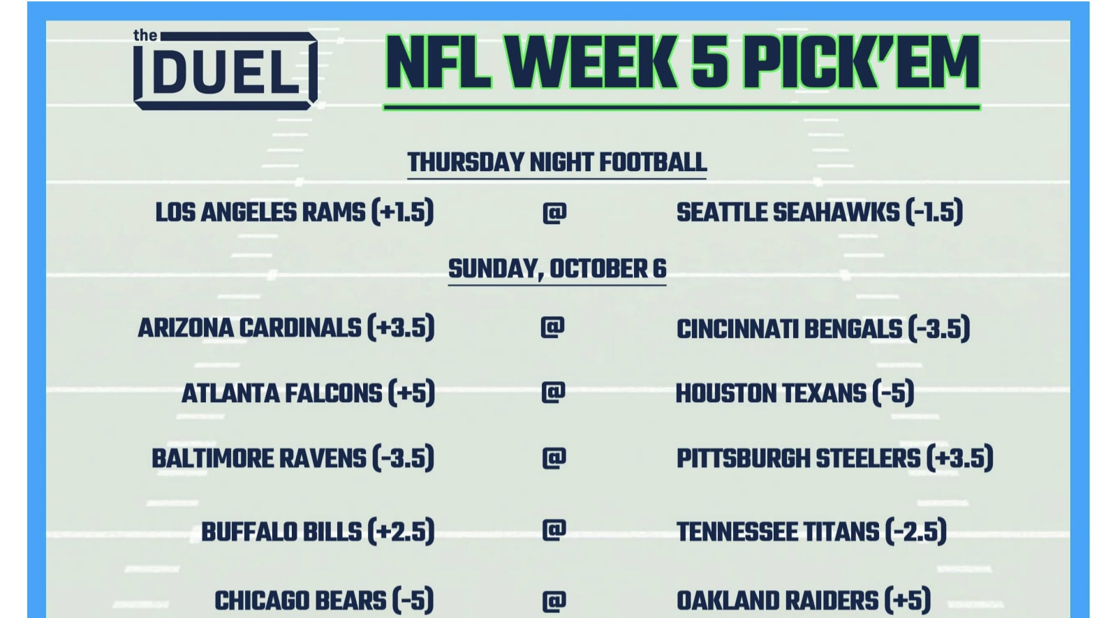 Printable NFL Weekly Pick Em Sheets For Week 5 FanDuel Research Worksheets Library
