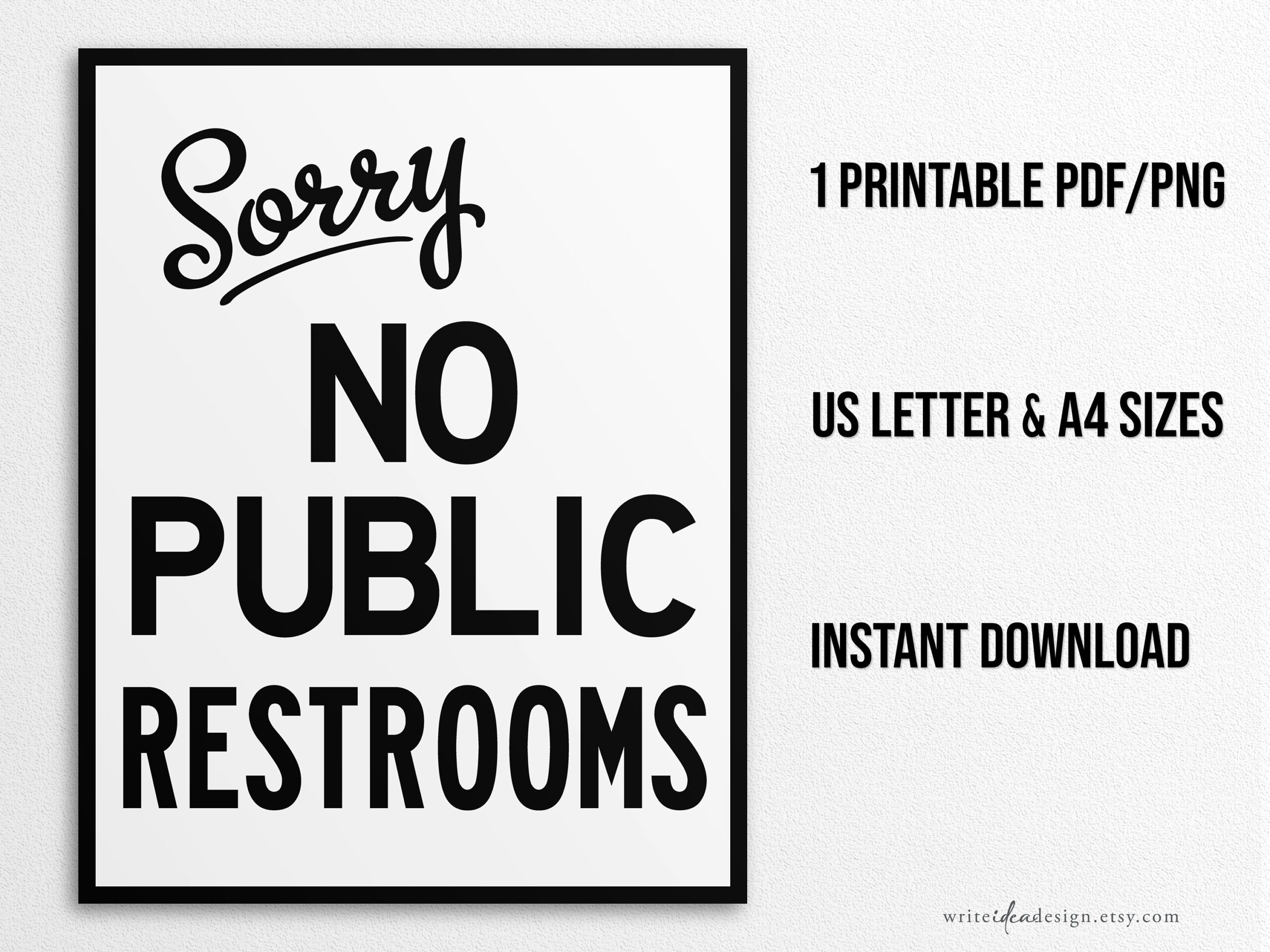 Printable No Public Restrooms Sign In US Letter And A4 Sizes Instant Download PNG PDF Etsy