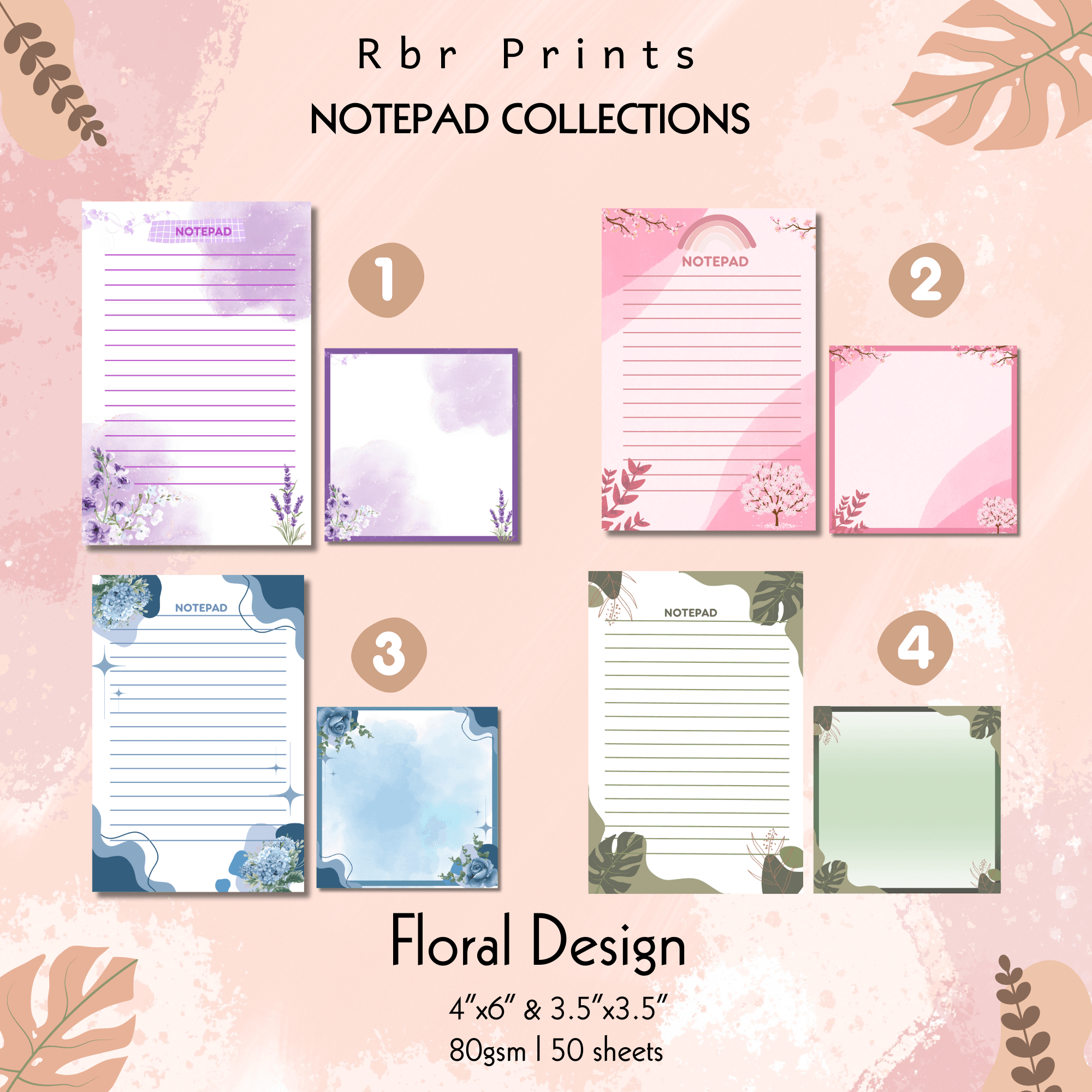 Printable Notepad Template Floral Pastel Color Notepad Memo Pad 4 Design And Size By Rjdigitals017 Raket PH