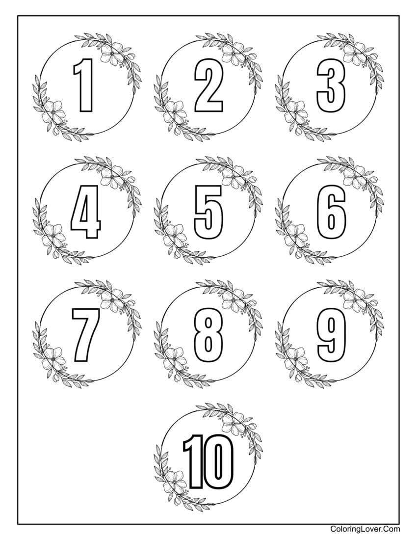 printable color numbers