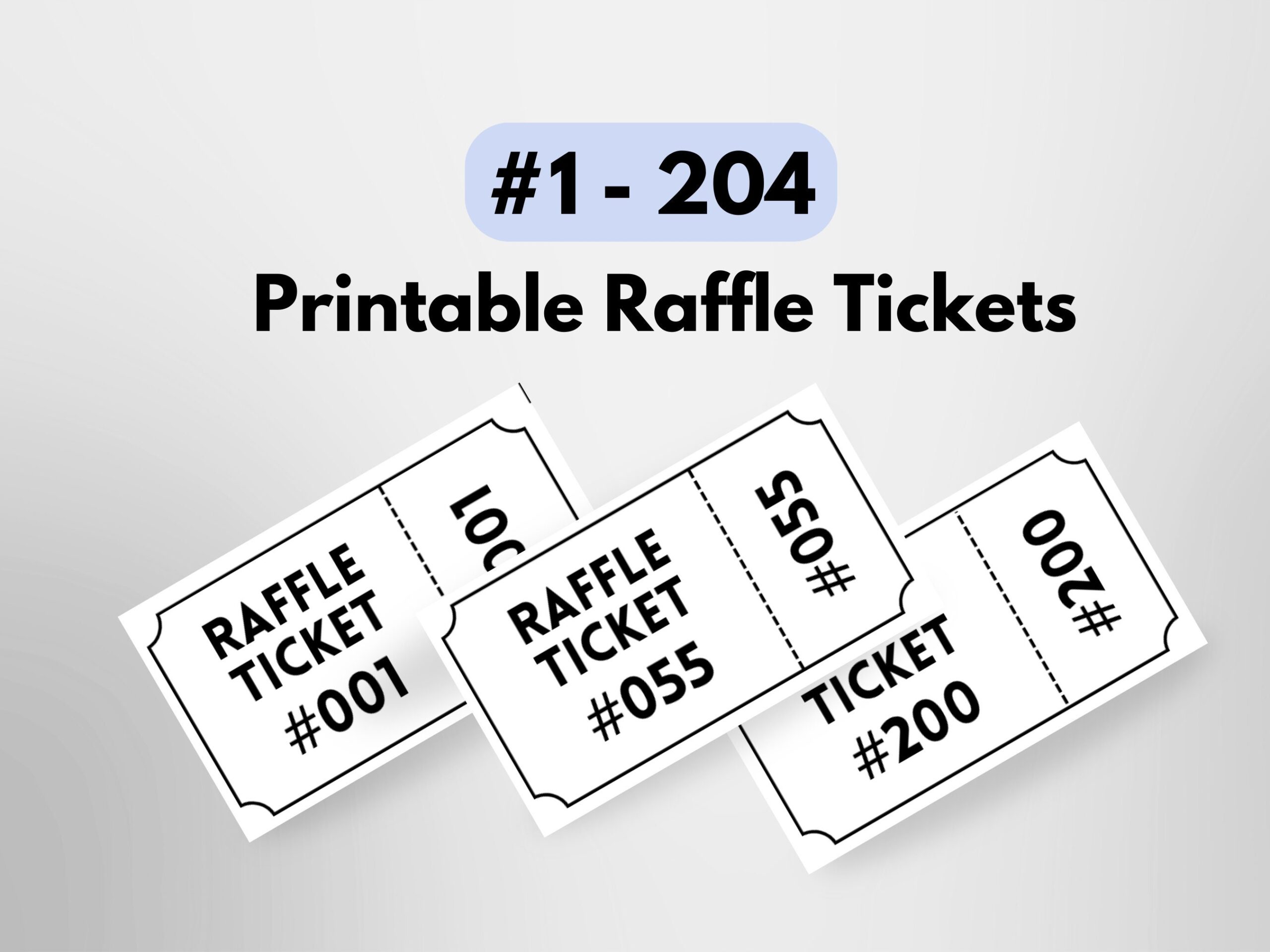 Printable Numbered Raffle Ticket Enter To Win Tickets With Numbers 1 To 204 Printable PDF Instant Download Numbered Tickets For Raffle Entry Etsy UK