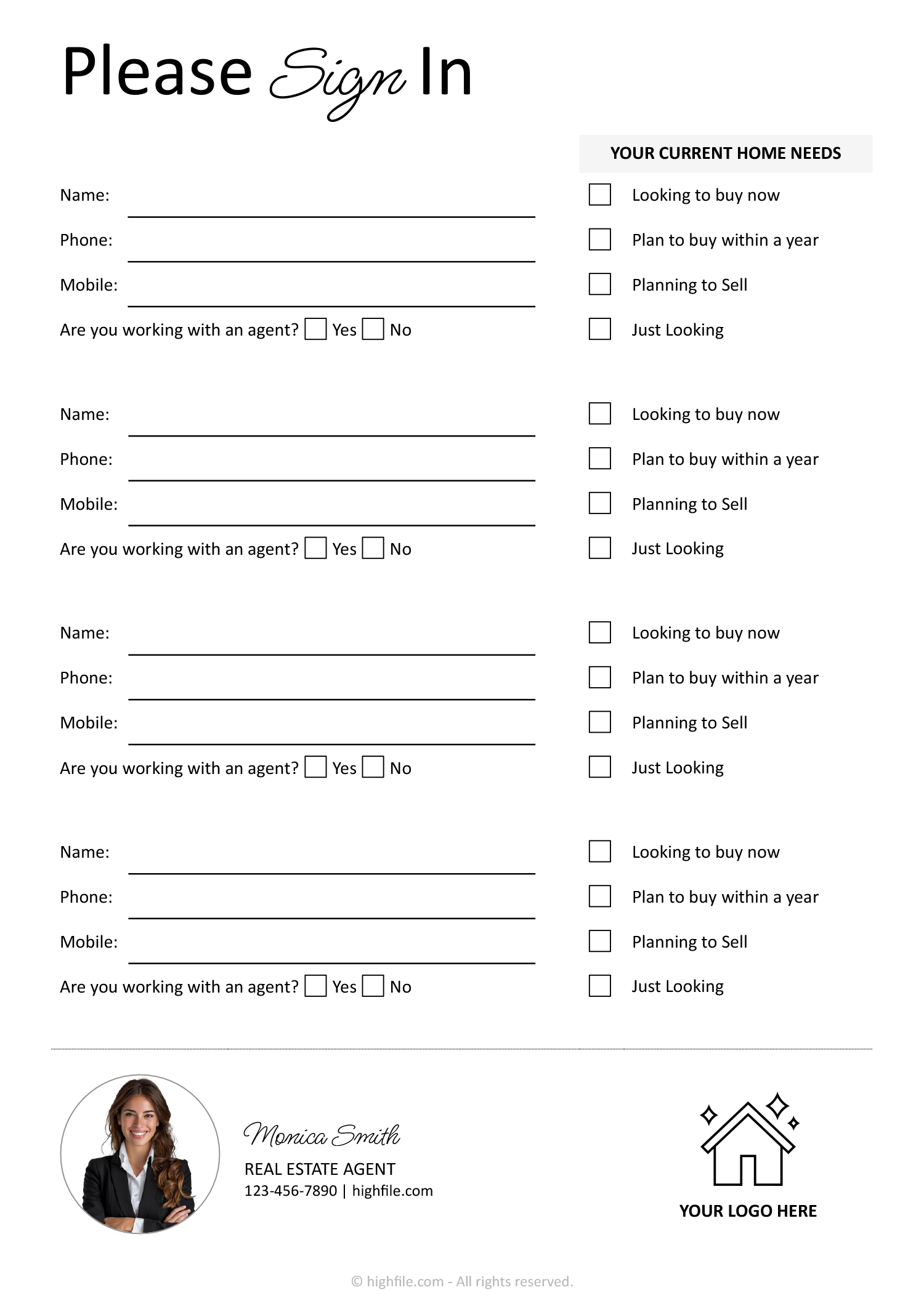printable open house sign in sheet