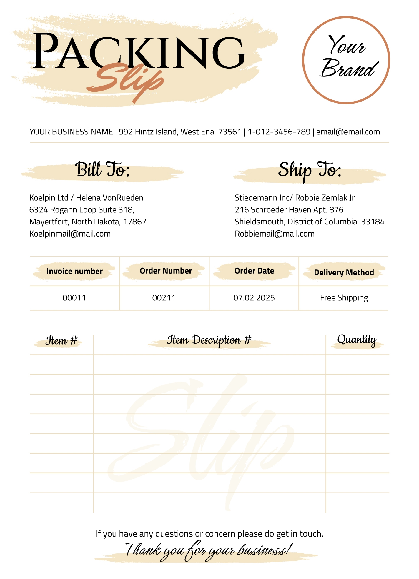 Printable Packing Slip Free Google Docs Template Gdoc io