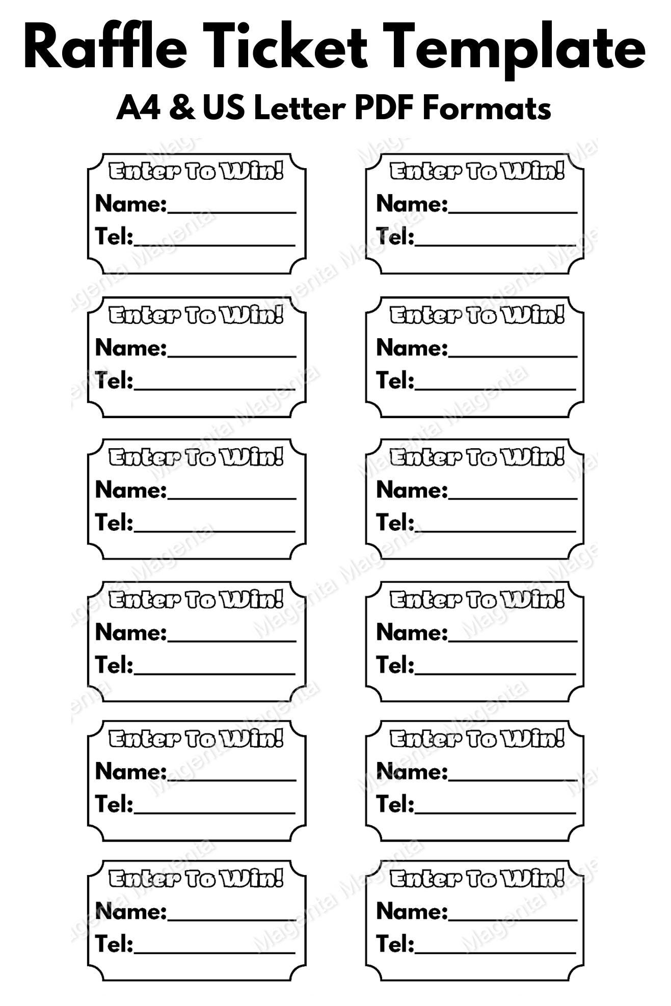 Printable Raffle Ticket Template A0 A1 A2 A3 A4 U0026 US Letter PDF Formats Etsy Canada