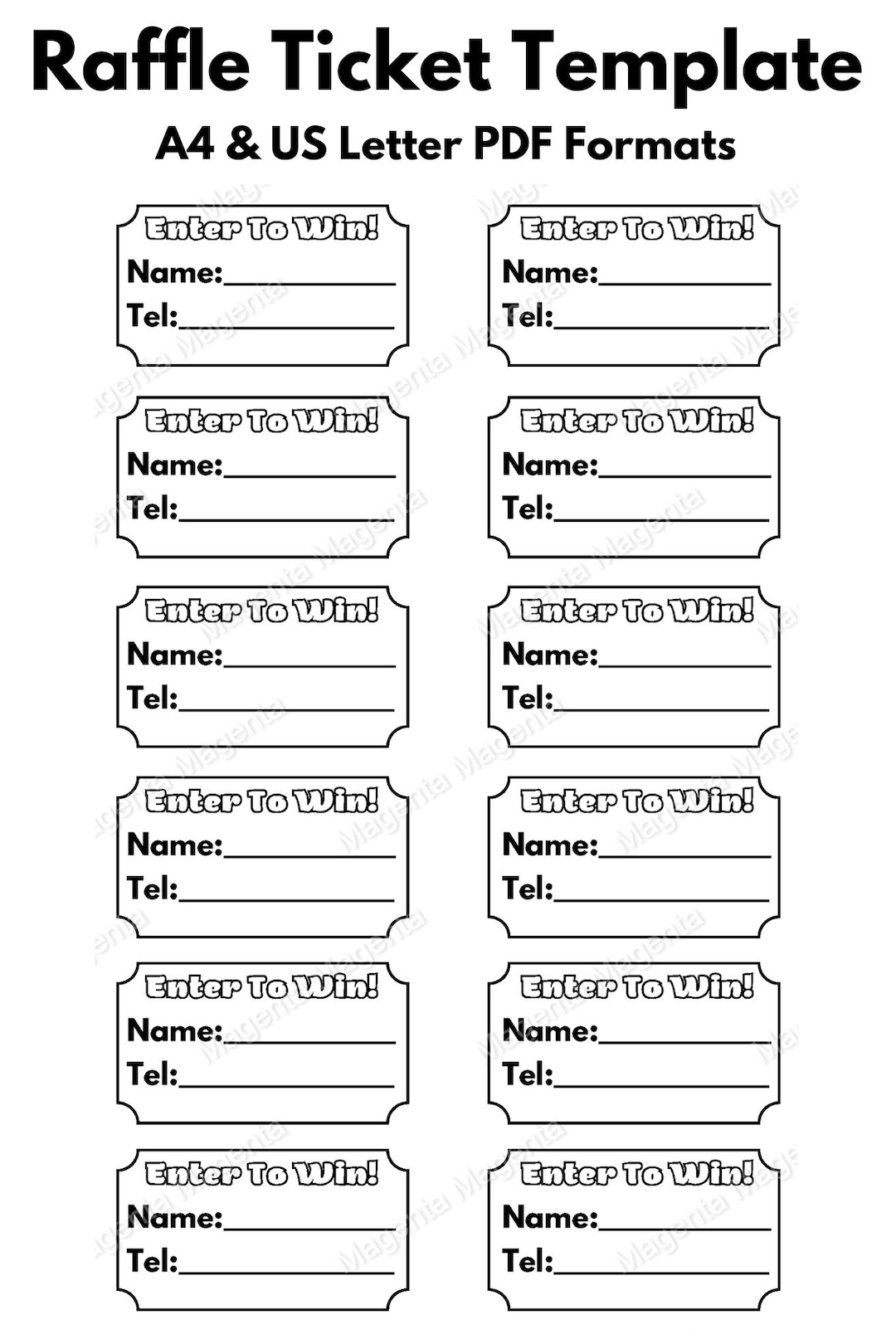 Printable Raffle Ticket Template A0 A1 A2 A3 A4 U0026 US Letter PDF Formats Etsy UK