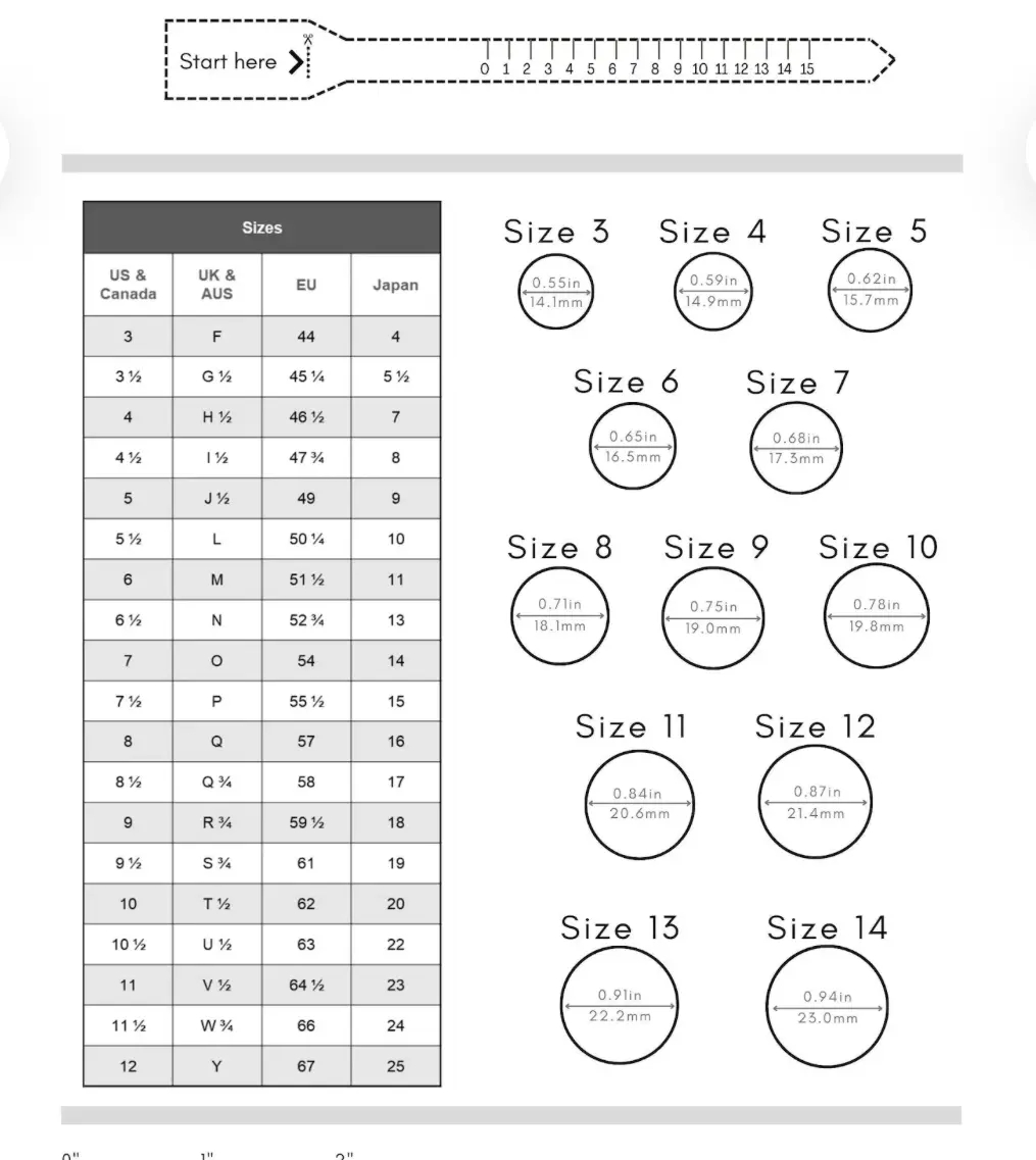 free ring size chart printable