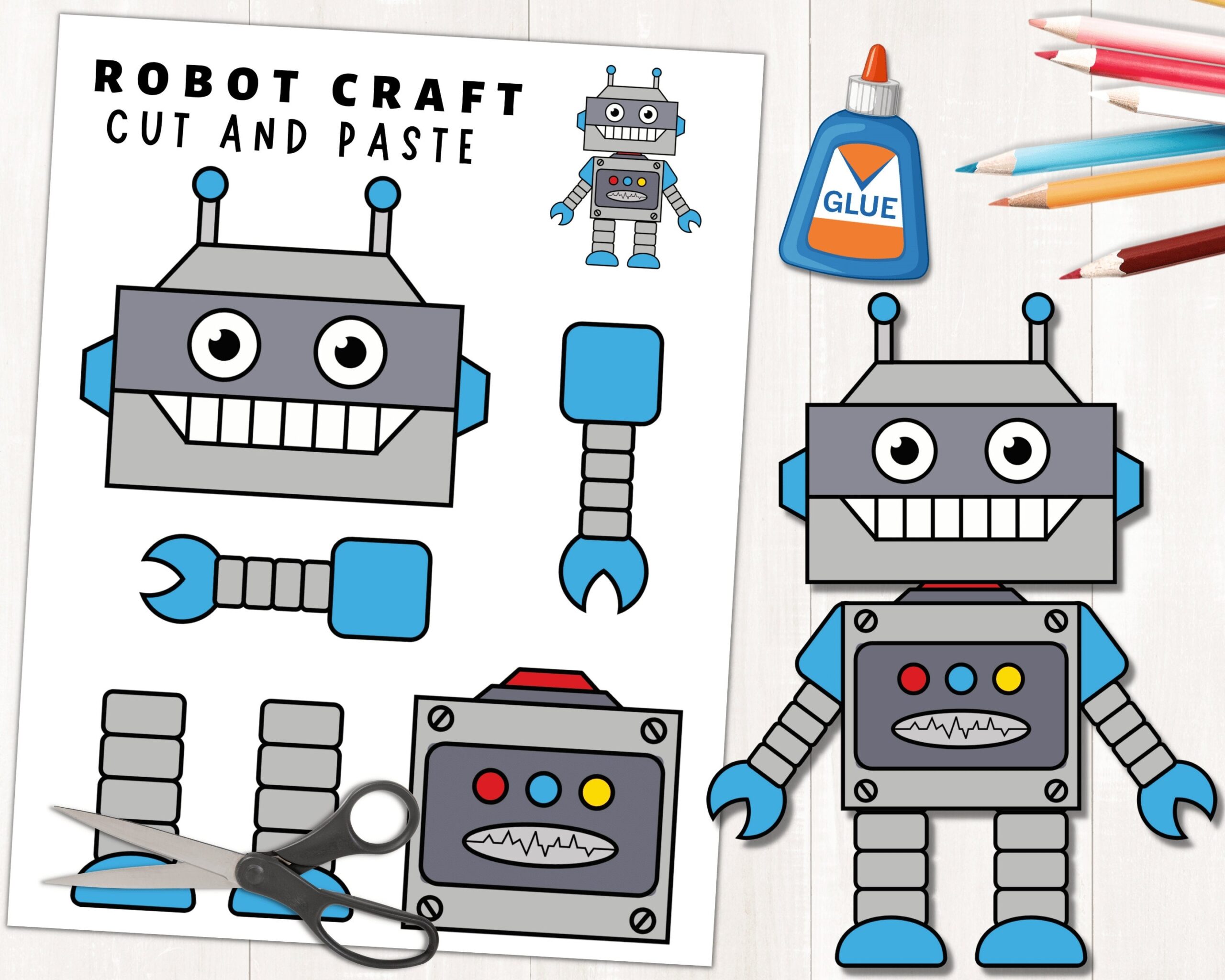 Printable Robot Craft Template For Kids Build A Robot Color 
