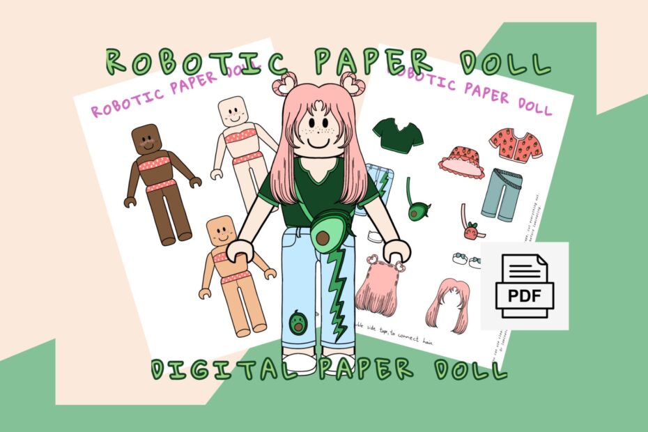 Printable Robotic Paper Doll Digital Paper Doll Printable Activities For Kids