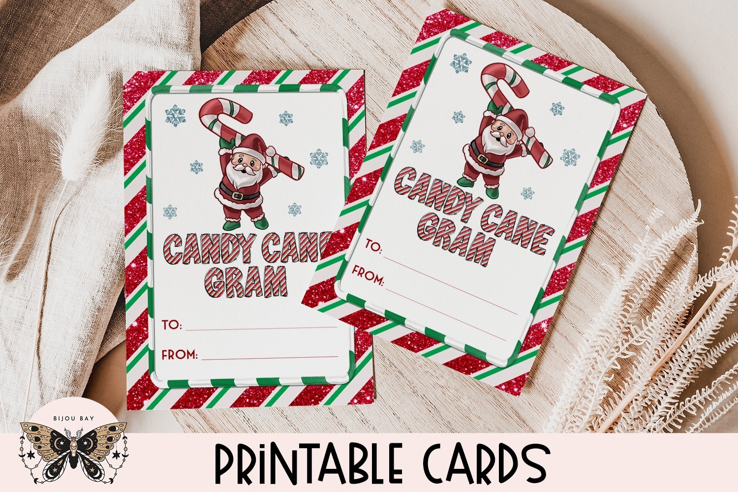 Printable Santa Candy Cane Gram Holiday Tags