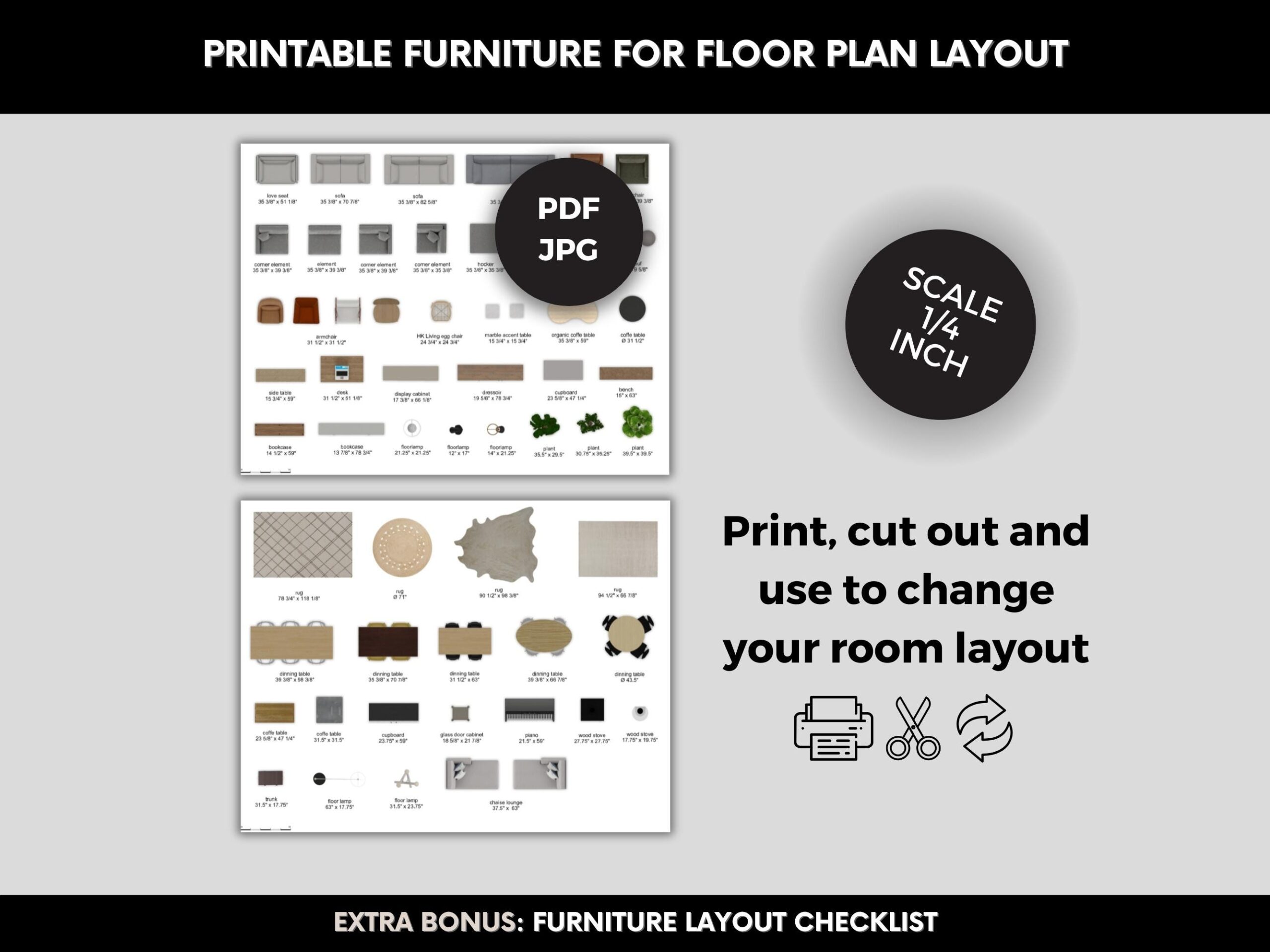 printable 1/4 scale furniture template pdf