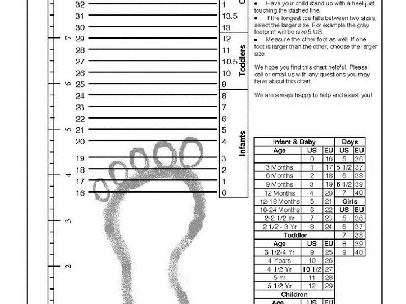 Printable shoe size chart adult 1 Sovereign Lake Nordic Club