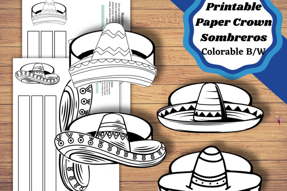 Printable Sombrero Paper Crowns Cinco De Mayo Craft Sombrero Hat Craft Etsy