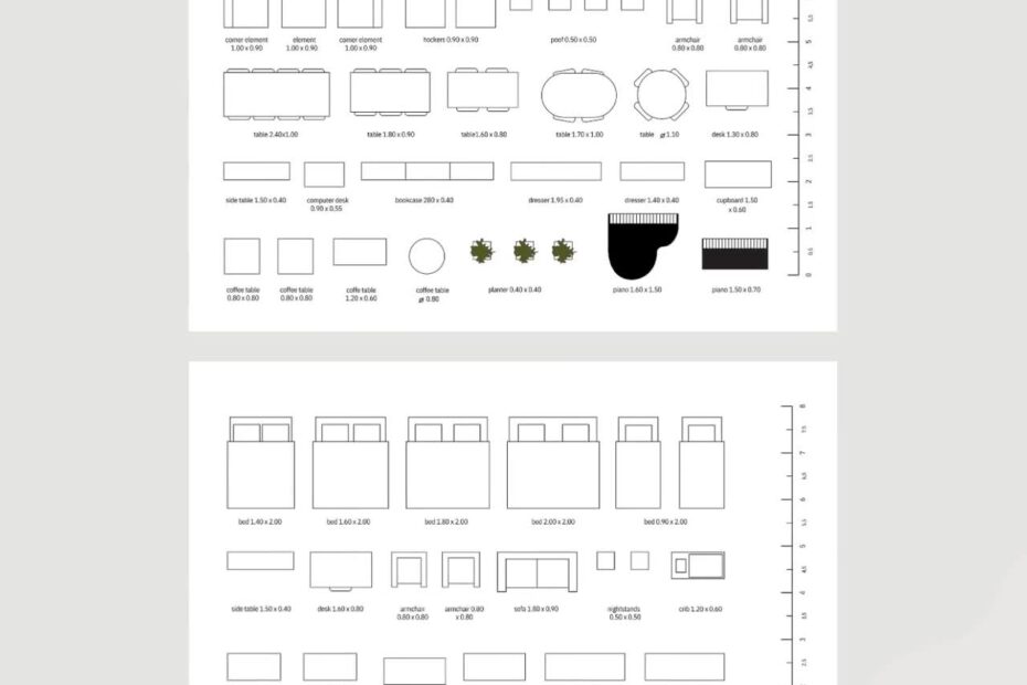 Printable Template Scale Furniture A4 Coloring Page Scale Furniture Floor Plan 2D Change Living Room Change Bedroom Layout Scale 1 By 50 Cm