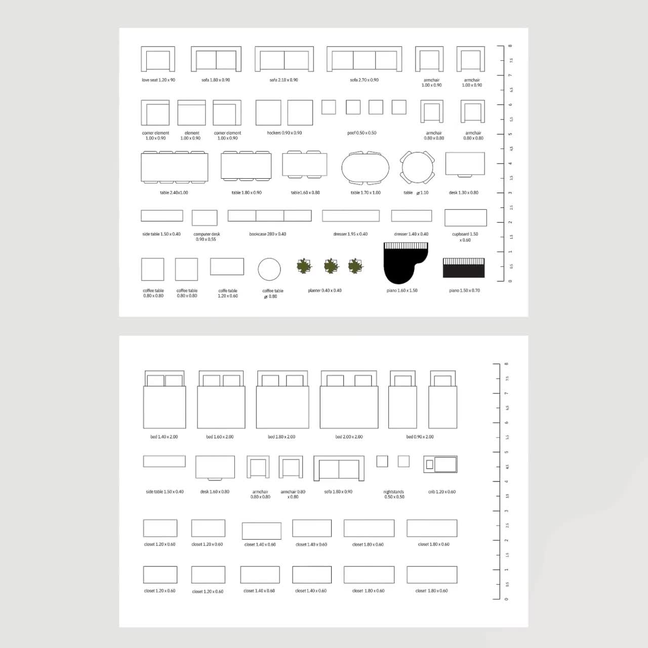 Printable Template Scale Furniture A4 Coloring Page Scale Furniture Floor Plan 2D Change Living Room Change Bedroom Layout Scale 1 By 50 Cm