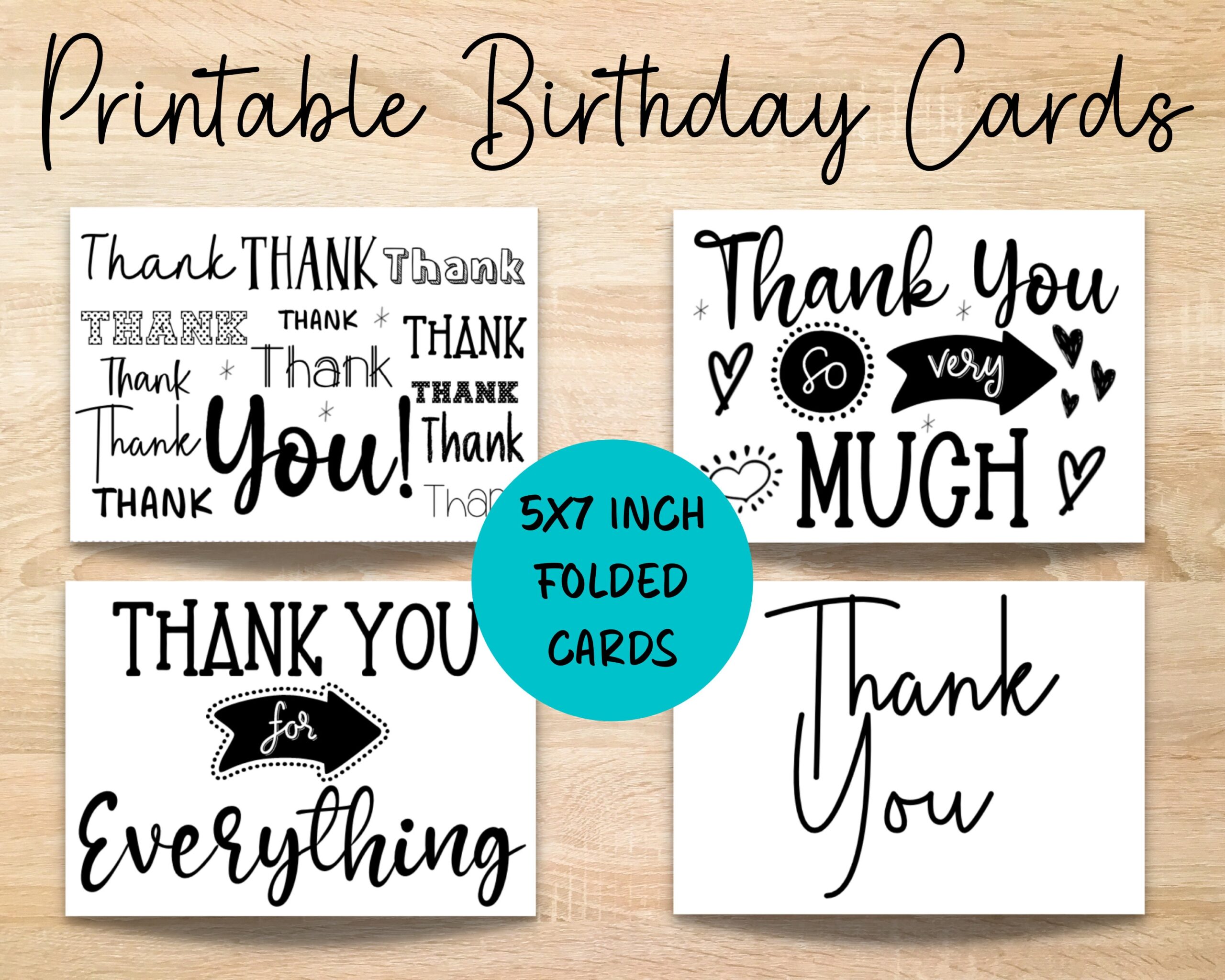 Printable Thank You Cards Set Of 4 Printable Thank You Cards Thank You Card Printable Thank You Cards Thank You Card Pack Card Set Etsy