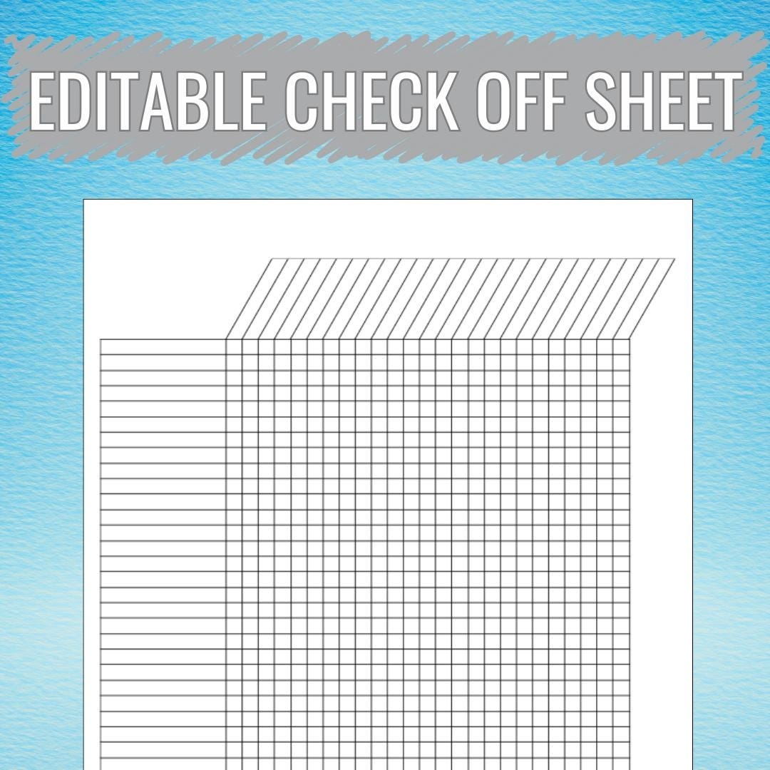 Printable Tracking Grid Check Off Sheet Tracking Sheet Logic Puzzle Sheet Printable Spreadsheet PDF Excel Google Sheets Etsy
