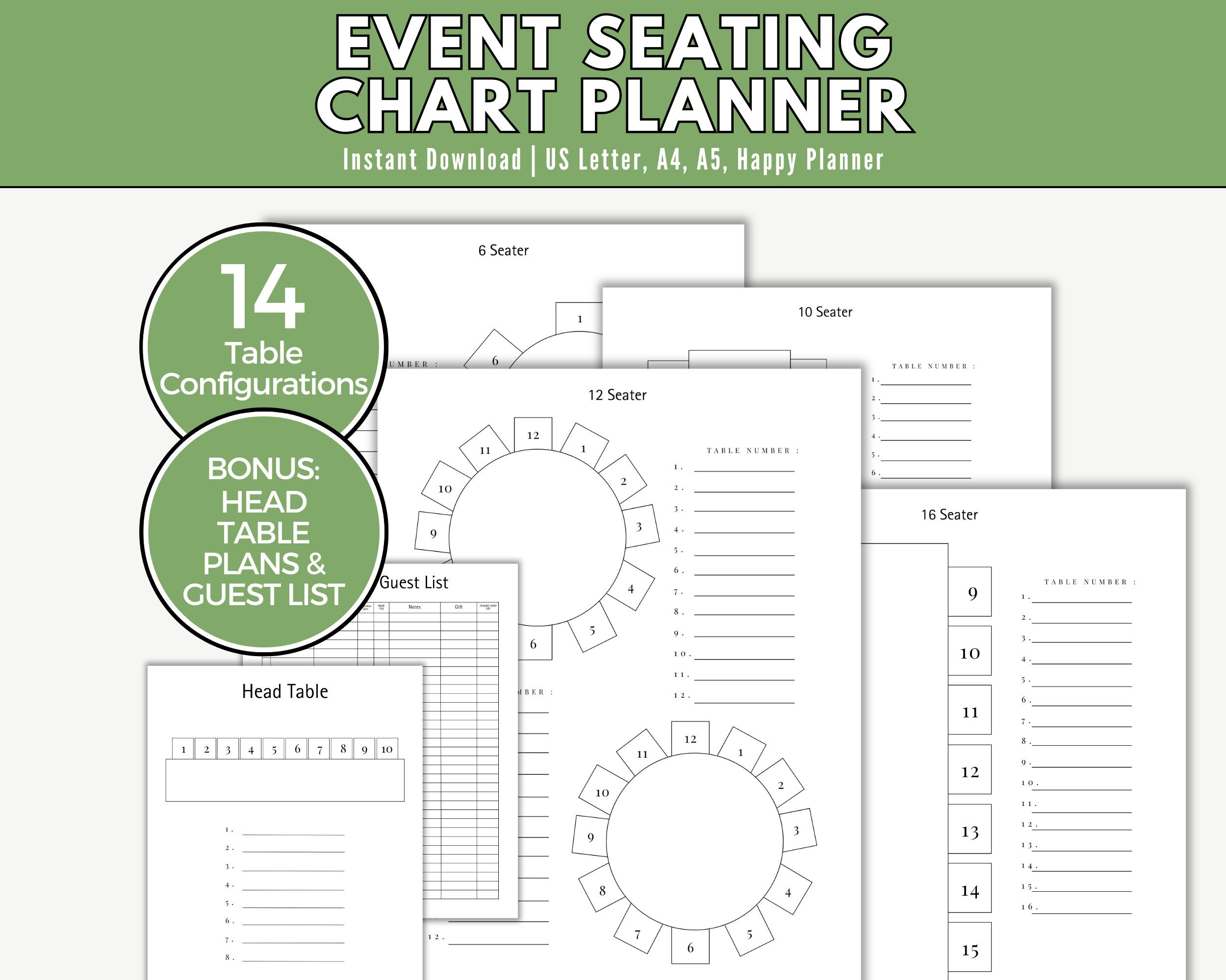 Printable Wedding Table Chart Template Table Seating Planner Event Seating Arrangement Seat Map Head Table Plans U0026 Guest Lists Etsy