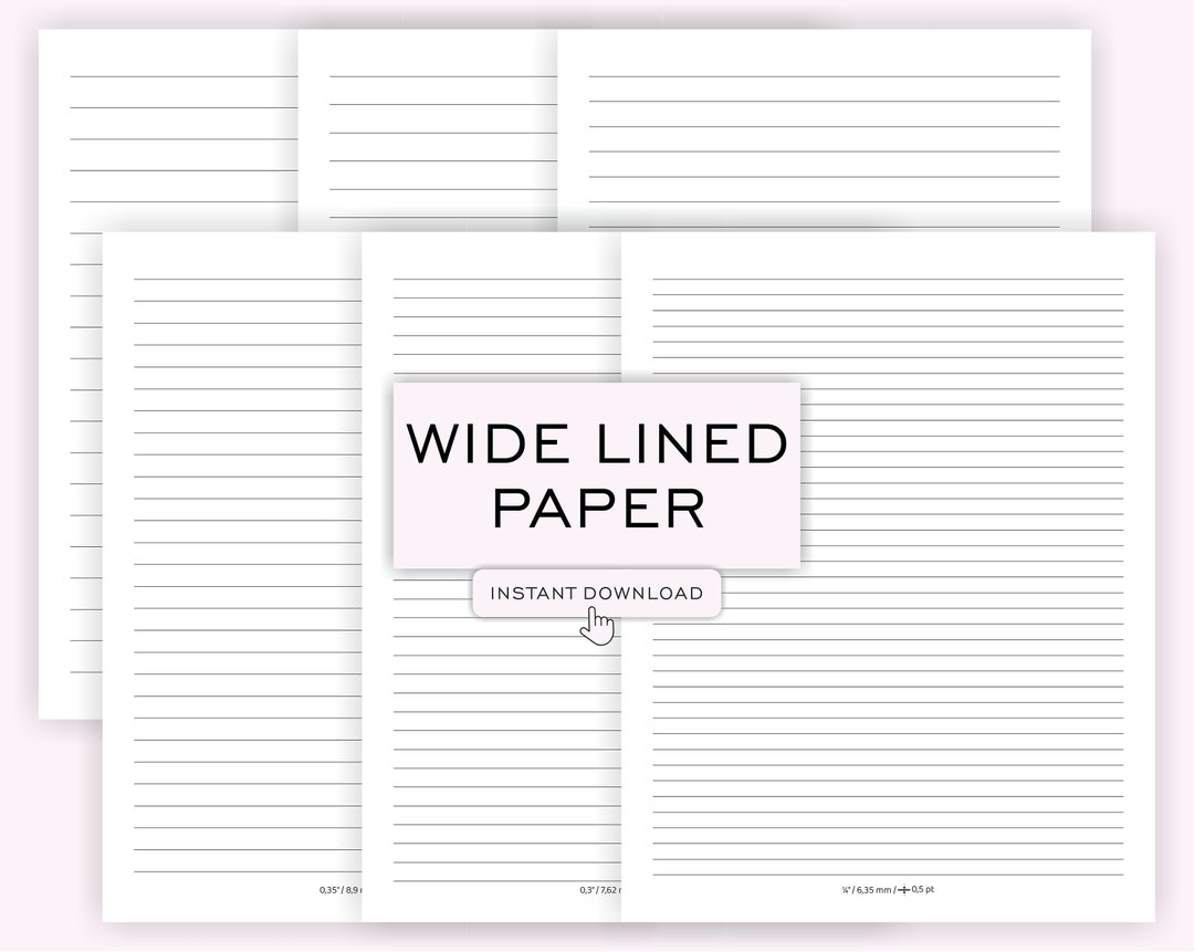 Printable Wide Lined Paper Set Of 6 Ruled Paper Digital Lined 