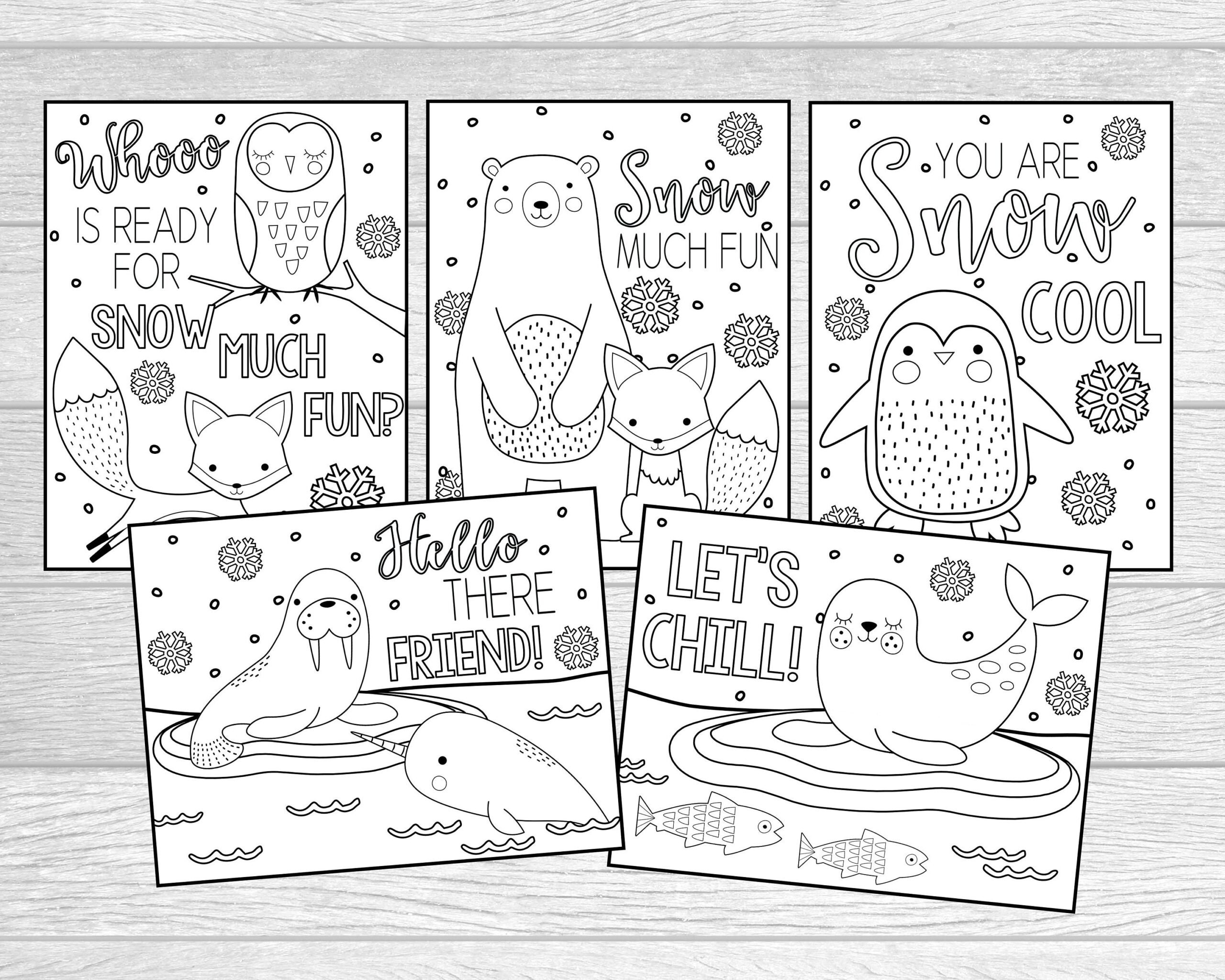 Printable Winter Animal Coloring Pages For Kids Or Adults Snow Much Fun Arctic Animal Coloring Pages Instant Digital Download Etsy