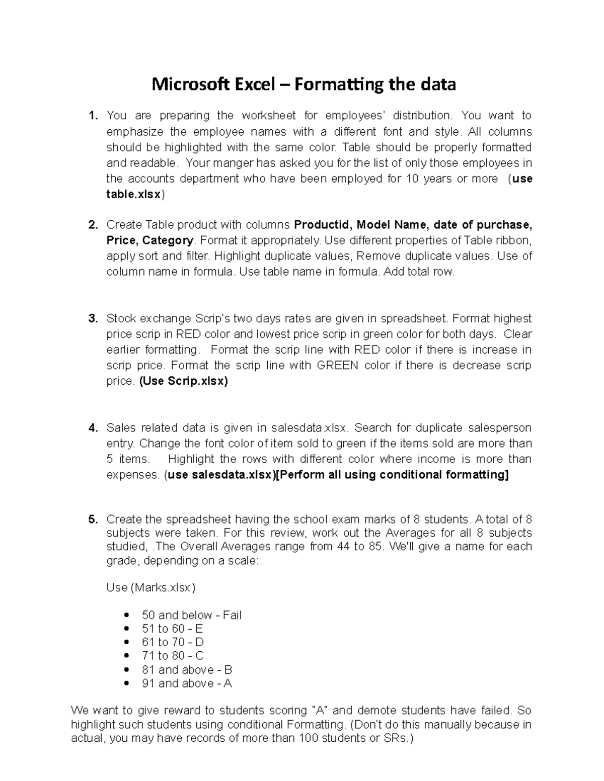 Problems For Excel Management Studies Studocu