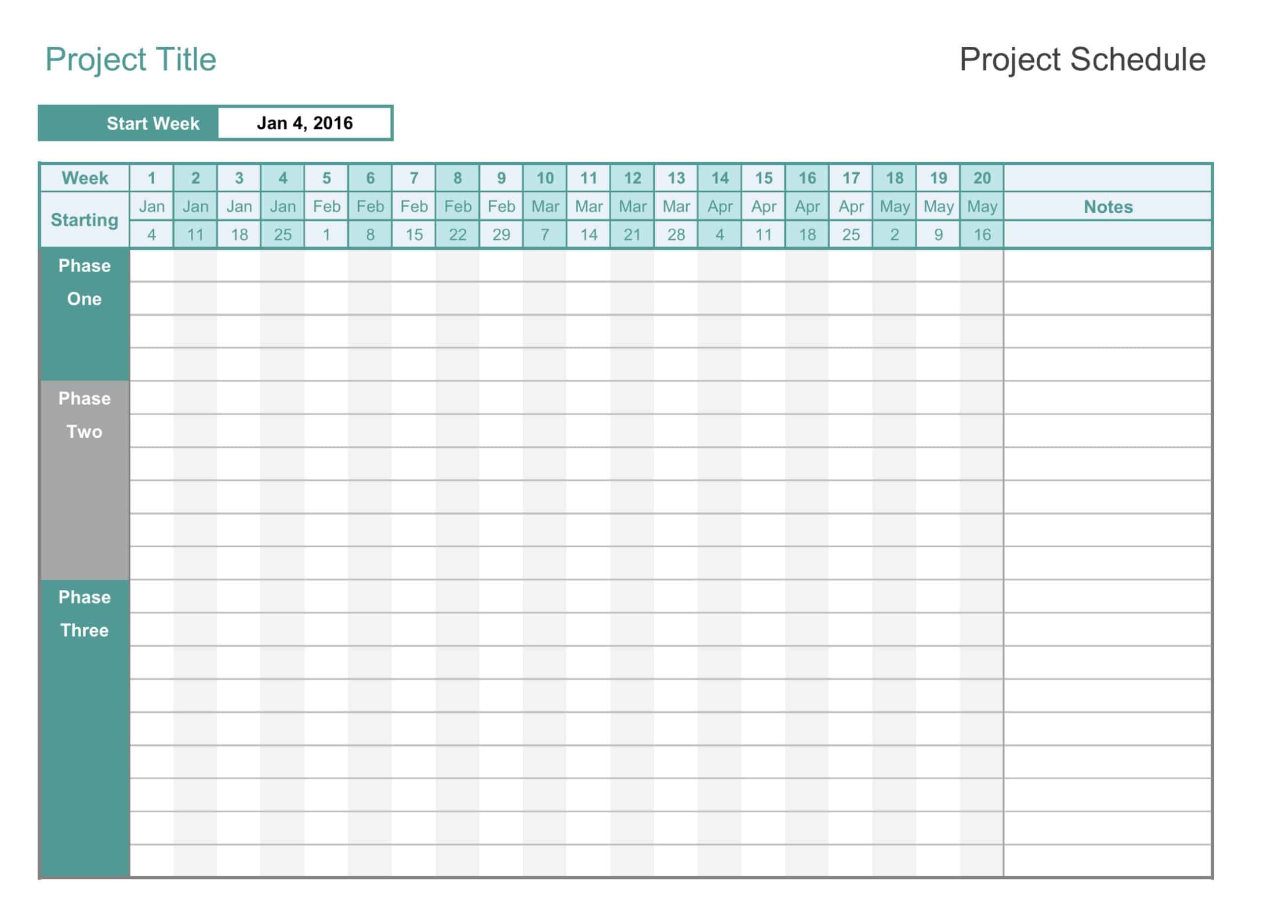Project Schedule Excel Template Construction Files