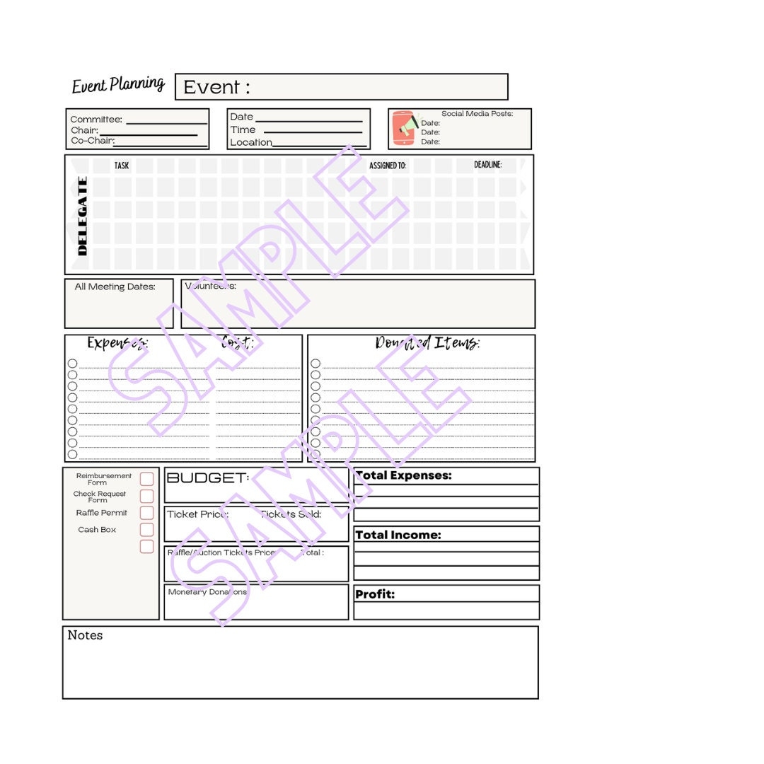 PTO PTA Event Planning And Post Event Review Templates instant Download Editable And Blank PDF Templates Etsy