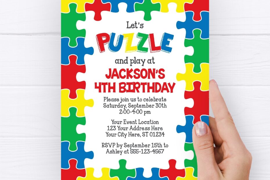Puzzle Birthday Invitation Editable Puzzle Invitation Puzzle