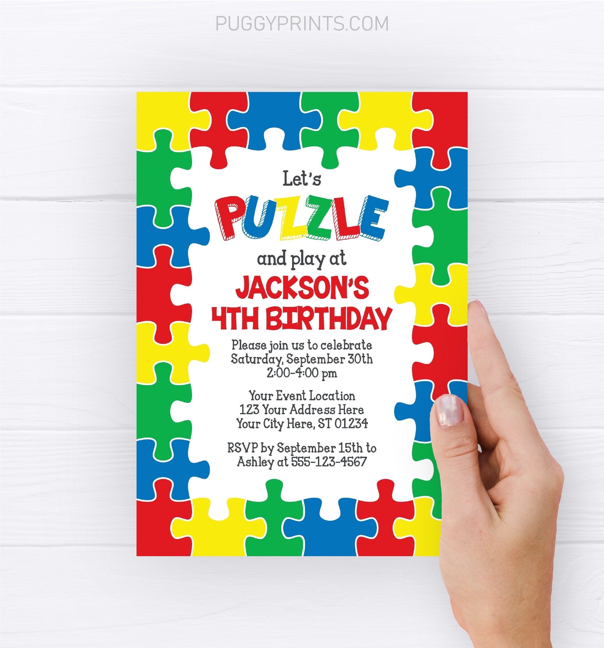 Puzzle Birthday Invitation Editable Puzzle Invitation Puzzle 