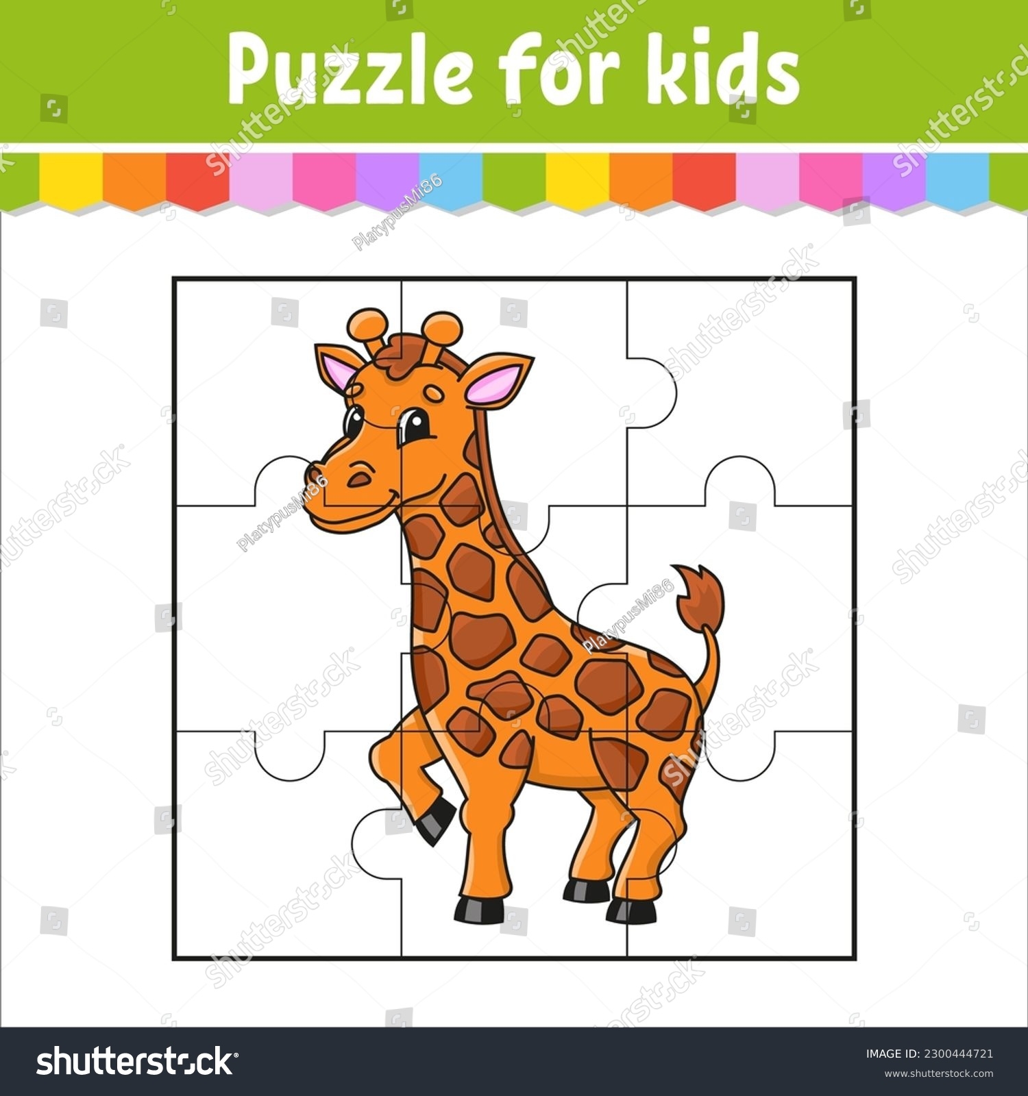 Puzzle Game Kids Giraffe Animal Jigsaw Stock Vector Royalty Free 2300444721 Shutterstock