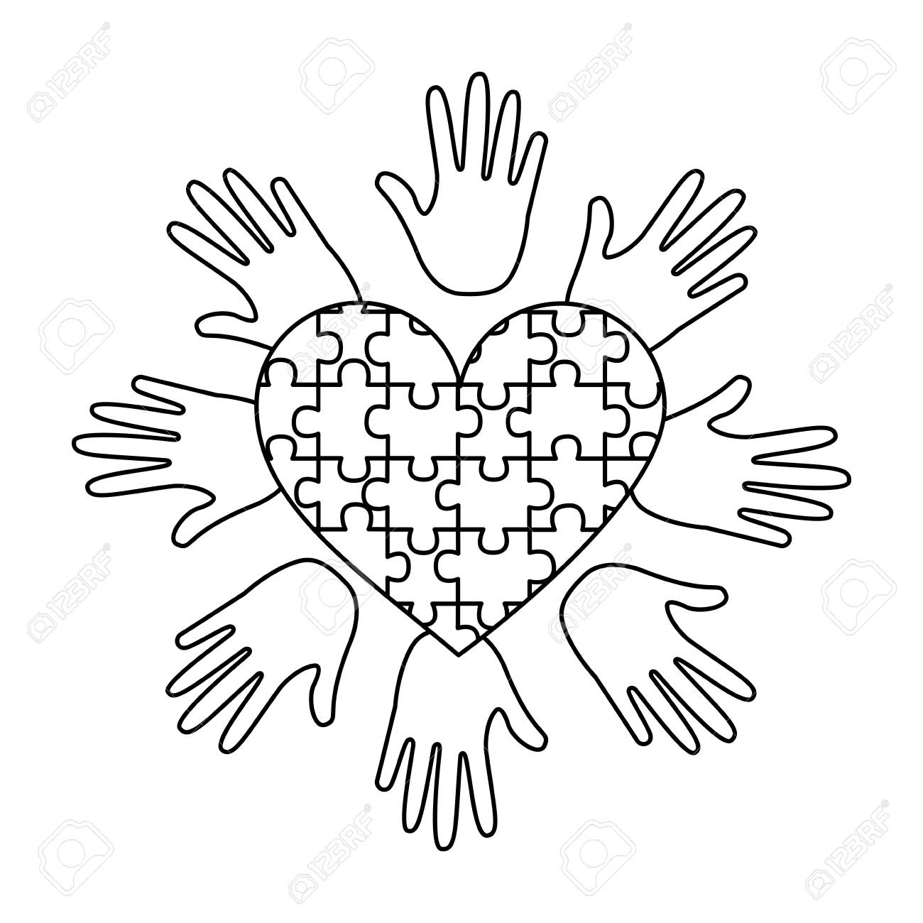 small autism awareness puzzle piece template black and white