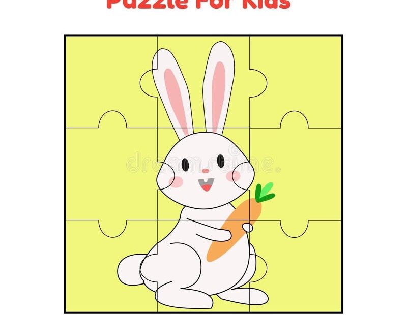 Puzzle Jigsaw Game Animal Rabbit For Kids Jigsaw Stock Vector Illustration Of Animal Happy 209365981