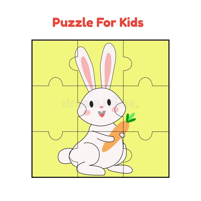Puzzle Jigsaw Game Animal Rabbit For Kids Jigsaw Stock Vector Illustration Of Animal Happy 209365981