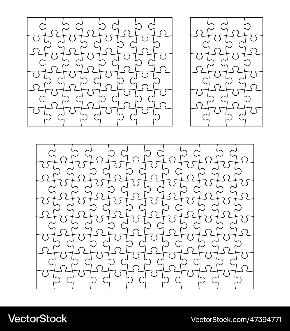 Puzzle Jigsaw Pieces 24 48 And 96 Template Vector Image