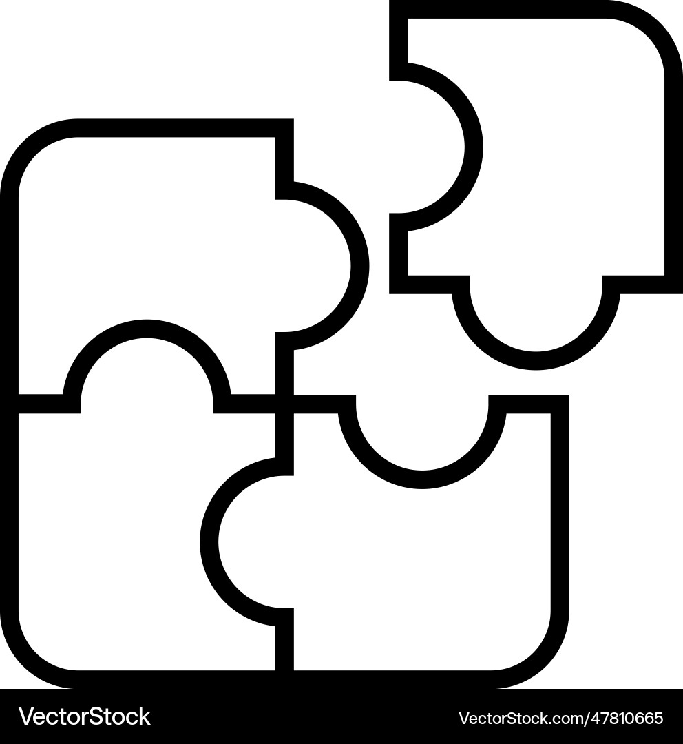 Puzzle Outline Icon Design Template Isolated Vector Image