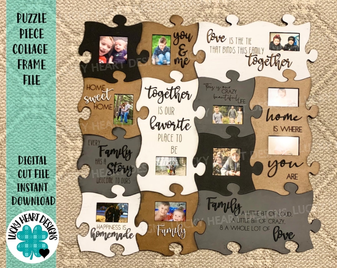 Puzzle Piece Collage Frame File SVG Glowforge Picture Frame Etsy