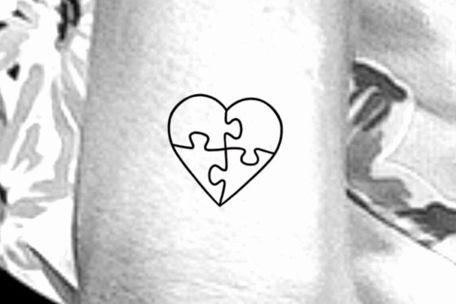 Puzzle Piece Heart Outline Temporary Tattoo Etsy