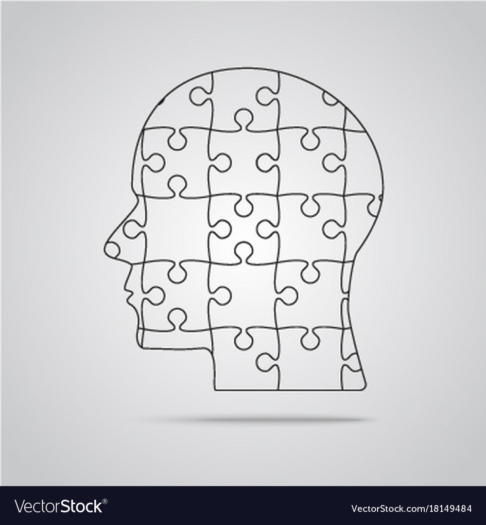 Puzzle Piece Silhouette Head Jigsaw Royalty Free Vector