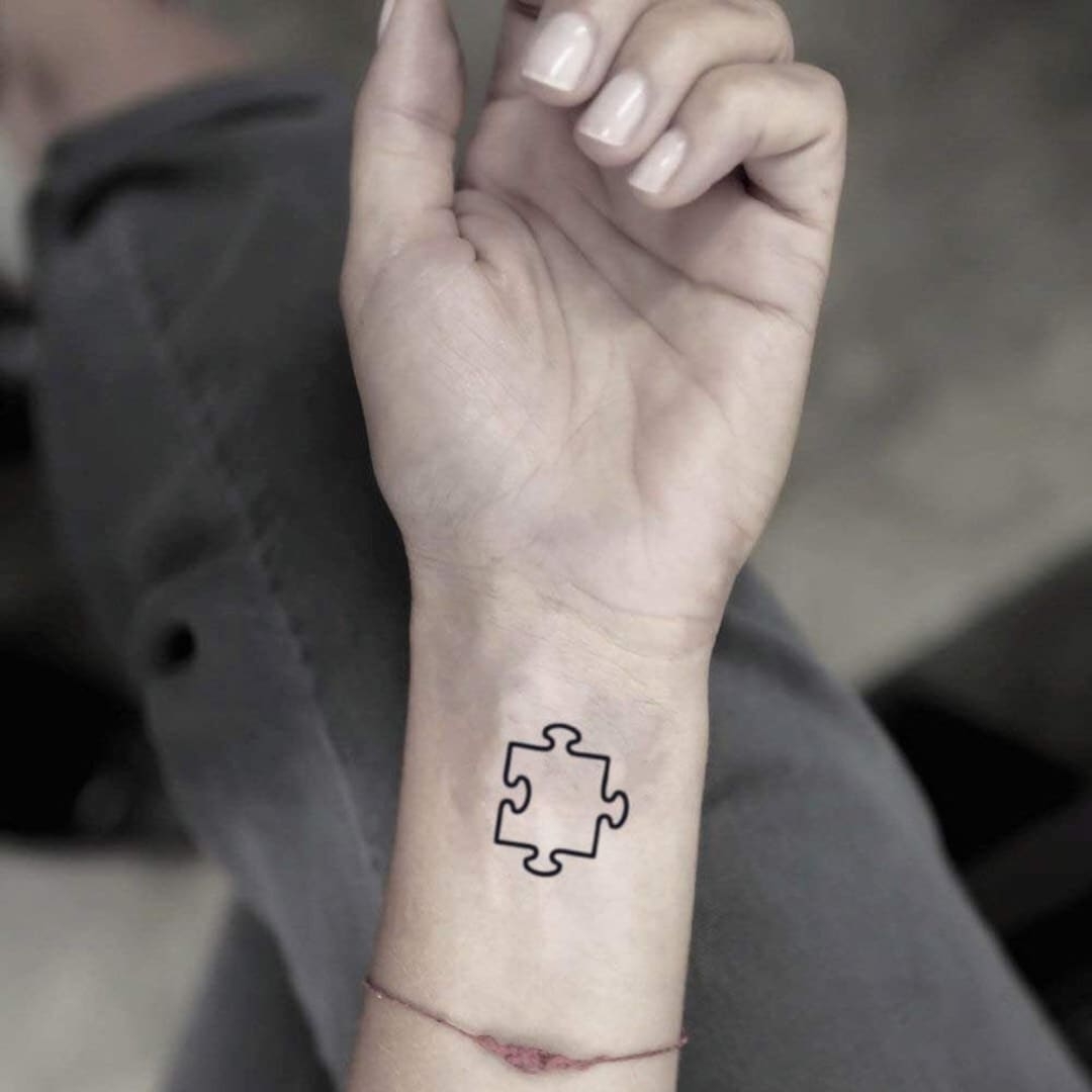 Puzzle Piece Temporary Fake Tattoo Sticker set Of 4 Etsy