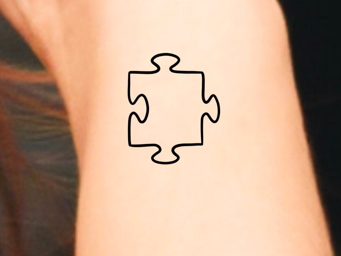 Puzzle Piece Temporary Tattoo Puzzle Tattoo Etsy