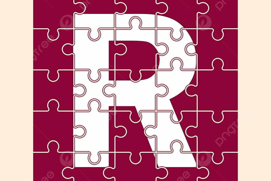 Puzzle Pieces Assembled To Form The Letter R Vector Template
