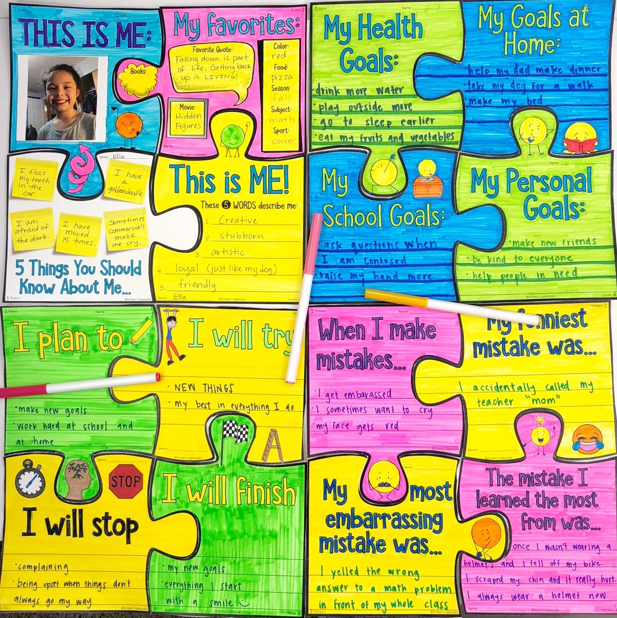 Puzzle Pieces Bulletin Board Set For Back to School Or New Years