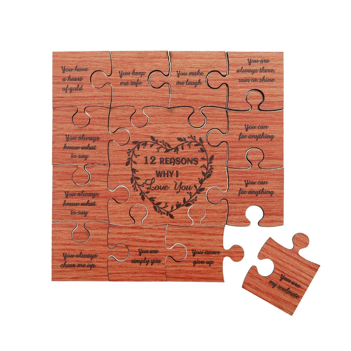 Puzzle Pieces Wooden Set 13 Pcs Wooden Valentine Gift 12 Reasons Why I Love You EBay UK
