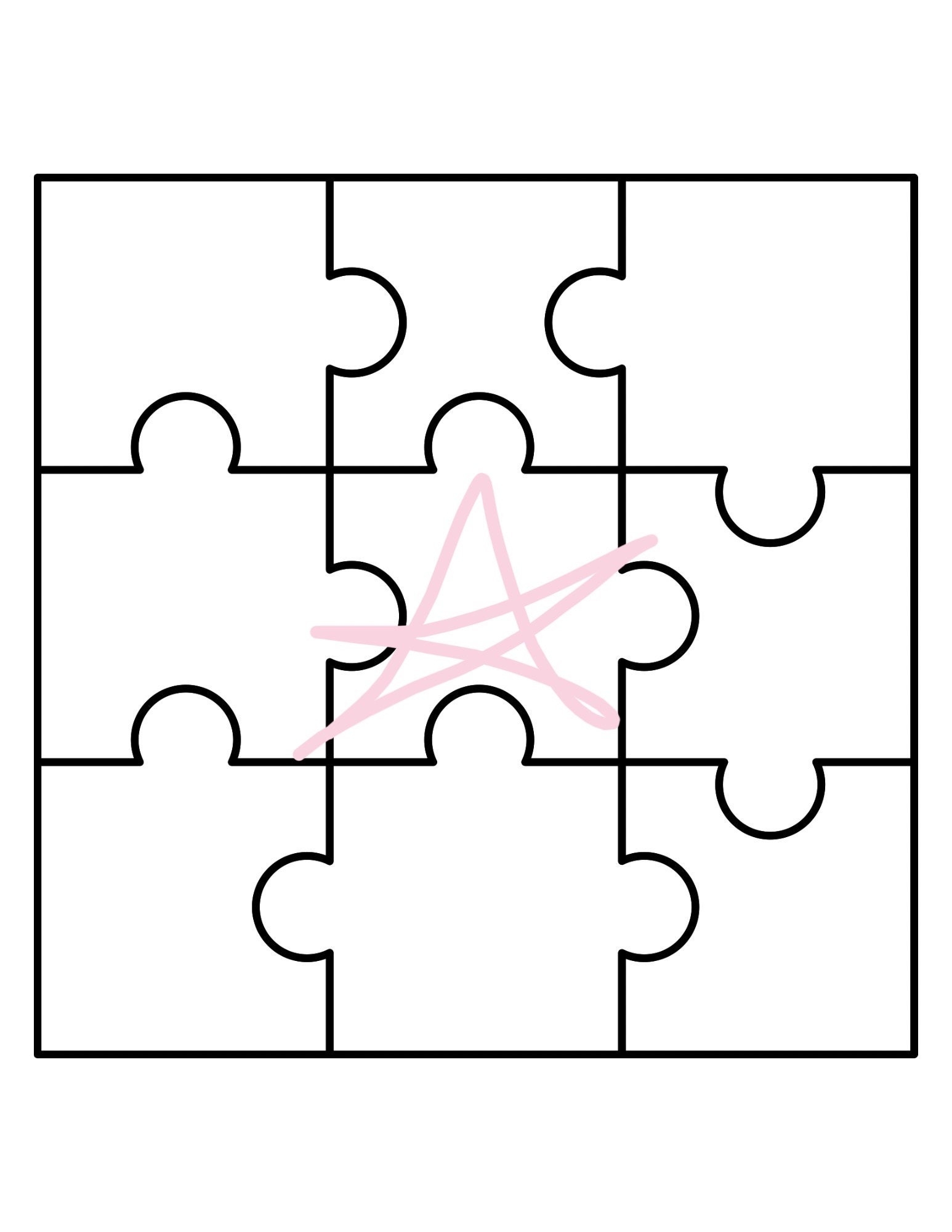 Puzzle Template 6 Pieces Etsy