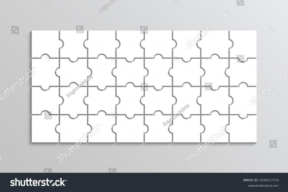 Puzzle Thinking Game 32 Pieces Jigsaw Stock Vector Royalty Free 2150217719 Shutterstock