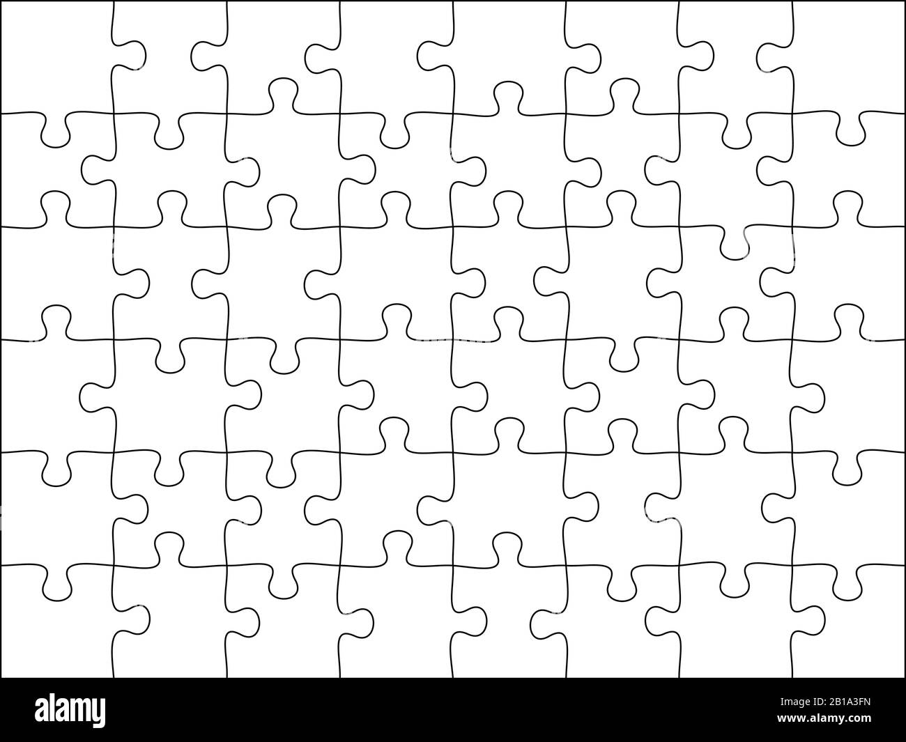 Puzzles Grid Template Jigsaw Puzzle 48 Pieces Thinking Game And 8x6 Jigsaws Detail Frame Design Vector Illustration Stock Vector Image U0026 Art Alamy