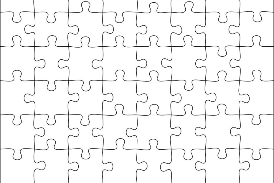 Puzzles Grid Template Jigsaw Puzzle 48 Pieces Vector Image