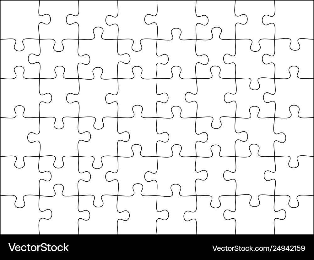 Puzzles Grid Template Jigsaw Puzzle 48 Pieces Vector Image