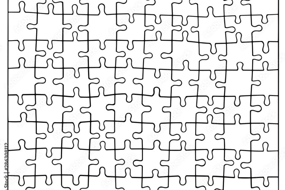 Puzzles Grid Template Jigsaw Puzzle 80 Pieces 10x8 Jigsaws Detail Frame Design A Lot Of Piece Flat Puzzle Presentation Many Step Circle Business Background Stock Vector Adobe Stock